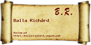 Balla Richárd névjegykártya